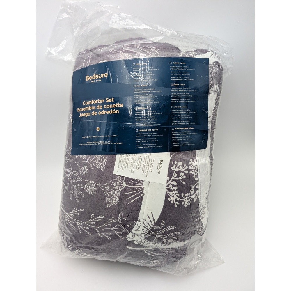 BEDSURE Queen 3 Piece Comforter Set - Lavender Purple Comforter, Floral Bedding